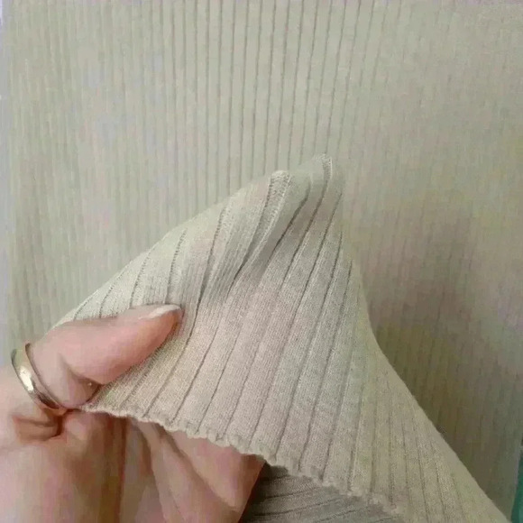 MOD REF Plus Size Sleeveless Tan Nude Stretchy Ribbed Long Dress With Slit - Picture 9 of 16